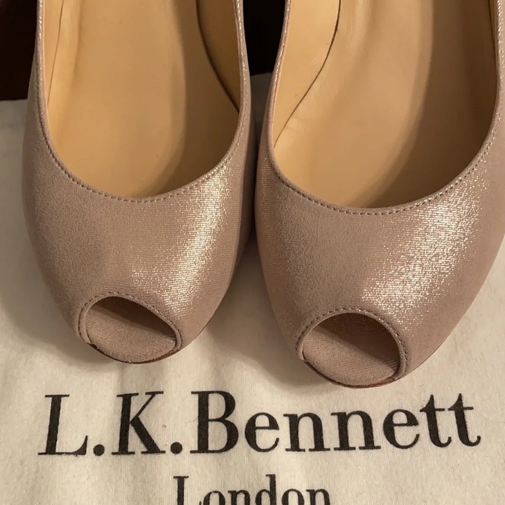 LK Bennett Edee Gold Suede Heels Espadrille Sandals Kate Middleton Size 37